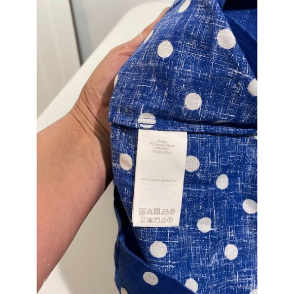 Boden Blue & White Polka Dot Linen Dress With Pockets Size 12R - Picture 10 of 13